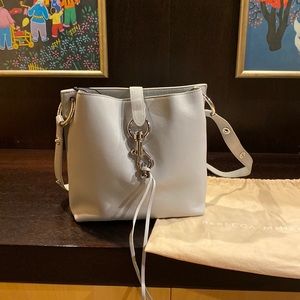 Handbag/ crossbody light gray leather with silver hardware